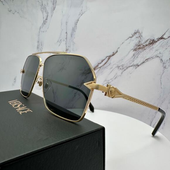 NEW VERSACE Gold Metal Sunglasses - Picture 1 of 16